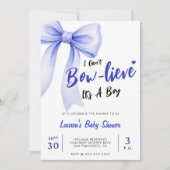 Blue Bow Cute It's a Boy Baby Shower Einladung (Vorderseite)