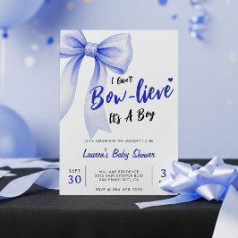 Blue Bow Cute It's a Boy Baby Shower Einladung