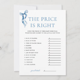 Blue Bow Der Preis ist die richtige Baby Dusche Ga Einladung