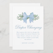 Blue Bow Diaper ändern Baby Shower Game Einladung (Vorne/Hinten)