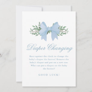 Blue Bow Diaper ändern Baby Shower Game Einladung