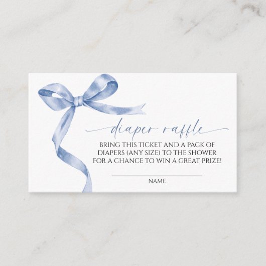 Blue Bow Diaper Raffle Begleitkarte (Vorderseite)