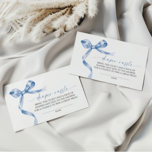 Blue Bow Diaper Raffle Begleitkarte