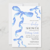 Blue Bow Einladung der Babydusche (Vorderseite)
