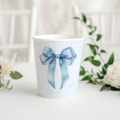 Blue Bow Elegante Kalligrafie Boy Baby Shower Pappbecher