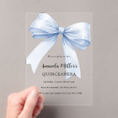 Blue bow elegante Quinceanera Luxus Acryleinladungen (Insitu (Handheld))