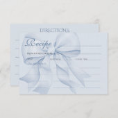 Blue Bow Elegantes Brautparty Rezept Begleitkarte (Vorne/Hinten)