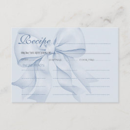 Blue Bow Elegantes Brautparty Rezept Begleitkarte