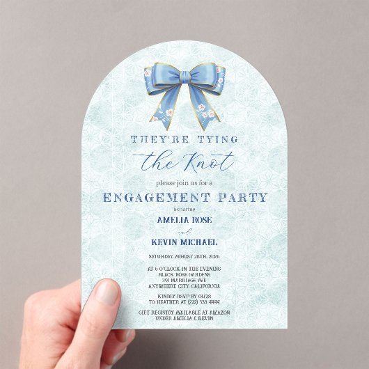 Blue Bow Engagement Invitation – Japanese Style Acryleinladungen (Insitu (Handheld))