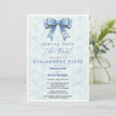 Blue Bow Engagement Invitation – Japanese Style Einladung (Stehend Vorderseite)