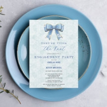 Blue Bow Engagement Invitation – Japanese Style