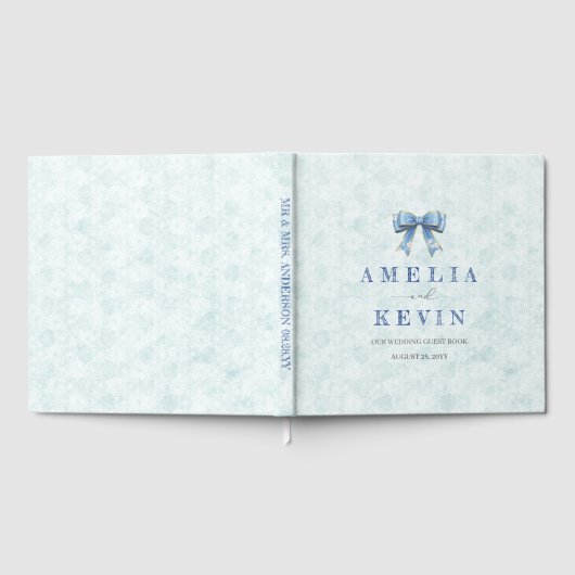 Blue Bow Engagement Invitation – Japanese Style Gästebuch (Voll)