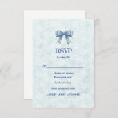 Blue Bow Engagement Invitation – Japanese Style RSVP Karte (Vorne/Hinten)