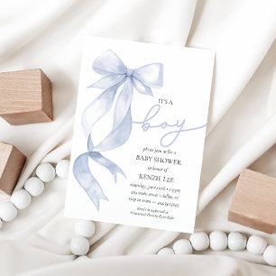 Blue Bow Es ist eine Baby-Dusche Einladung