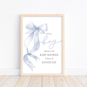 Blue Bow Es ist eine Baby-Dusche Poster