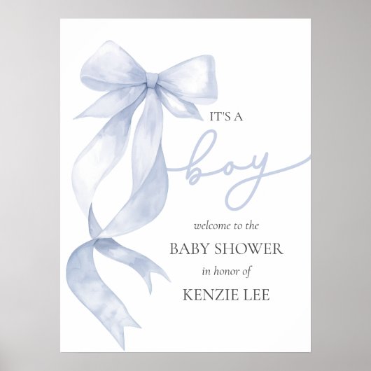 Blue Bow Es ist eine Baby-Dusche Poster (Vorne)