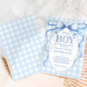 Blue Bow Es ist eine Junge Dusche Einladung