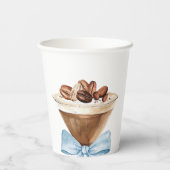 Blue Bow Espresso Martini Baby Shower Pappbecher (Rückseite)