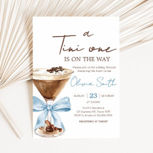 Blue Bow Espresso Martini Babydusche Einladung