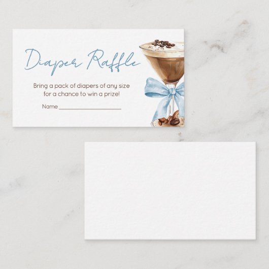 Blue Bow Espresso Martini BabyShower Windschutzsch Begleitkarte (Vorne/Hinten)