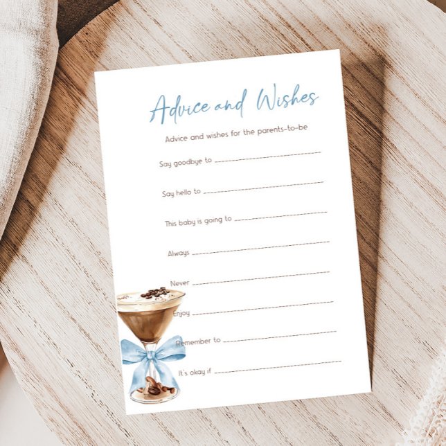 Blue Bow Espresso Martini Ratschläge und Wünsche S (Espresso Baby Shower Game)