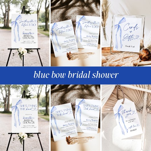 Blue Bow etwas Blau, bevor ich Brautparty All In One Einladung