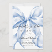 Blue Bow etwas Blau, bevor ich Brautparty Einladung (Vorderseite)