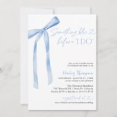 Blue Bow etwas Blau, bevor ich Brautparty Einladung (Vorderseite)