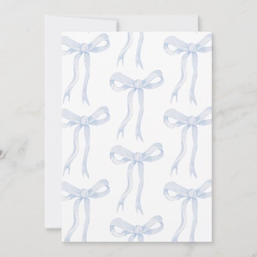 Blue Bow etwas Blau, bevor ich Brautparty mache Einladung (Rückseite)