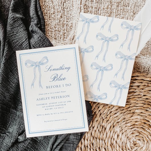 Blue Bow etwas Blau, bevor ich Brautparty mache Einladung
