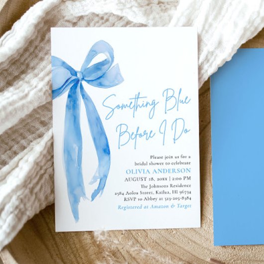 Blue Bow etwas Blau, bevor ich Brautparty mache Einladung