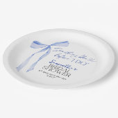 Blue Bow etwas Blau, bevor ich Brautparty Pappteller (Schrägansicht)