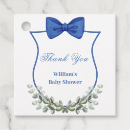 Blue Bow Eucalyptus Wappen Baby Dusche Vielen Dank Geschenkanhänger