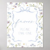 Blue Bow Favors Wildflower Baby shower Poster (Vorne)