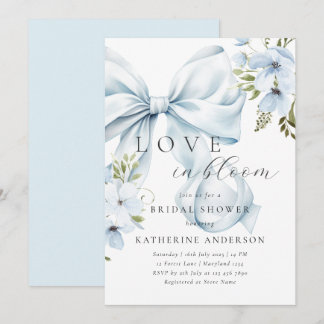 Blue Bow Floral Brautparty Einladung