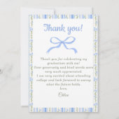 Blue Bow Floral Graduation Dankeskarte (Rückseite)