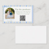 Blue Bow Floral Graduation Enclosure Card Begleitkarte (Vorne/Hinten)