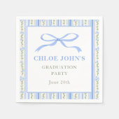 Blue Bow Floral Graduation Serviette (Vorderseite)