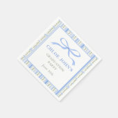 Blue Bow Floral Graduation Serviette (Ecke)