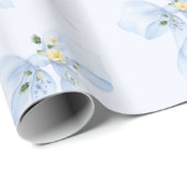 Blue Bow Floral Wildblume Babydusche Geschenkpapier (Rolleneckpunkt)