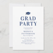 Blue Bow Foto Graduation Party Einladung (Rückseite)