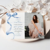 Blue Bow Foto Sweet 16 Birthday Einladung