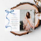 Blue Bow Foto Sweet 16 Birthday Einladung