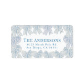 Blue Bow Frame Holiday Rücksendeadresse Adressaufkleber (Vorne)