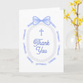 Blue Bow Frame Holy Cross Religious Thank You Karte (Gelbe Blume)
