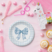 Blue Bow Gingham Paper Plate Pappteller (Party)