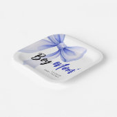 Blue Bow Girl Boy Ribbon Cute Baby Shower Pappteller (Gewinkelt)