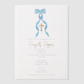 Blue Bow griechisch-orthodoxe Christening Boy Tauf Pergament Einladungen (Vorderseite)