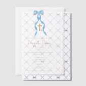 Blue Bow griechisch-orthodoxe Christening Boy Tauf Pergament Einladungen (Versetzt (Einladung))
