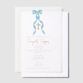 Blue Bow griechisch-orthodoxe Christening Boy Tauf Pergament Einladungen (Versetzt)